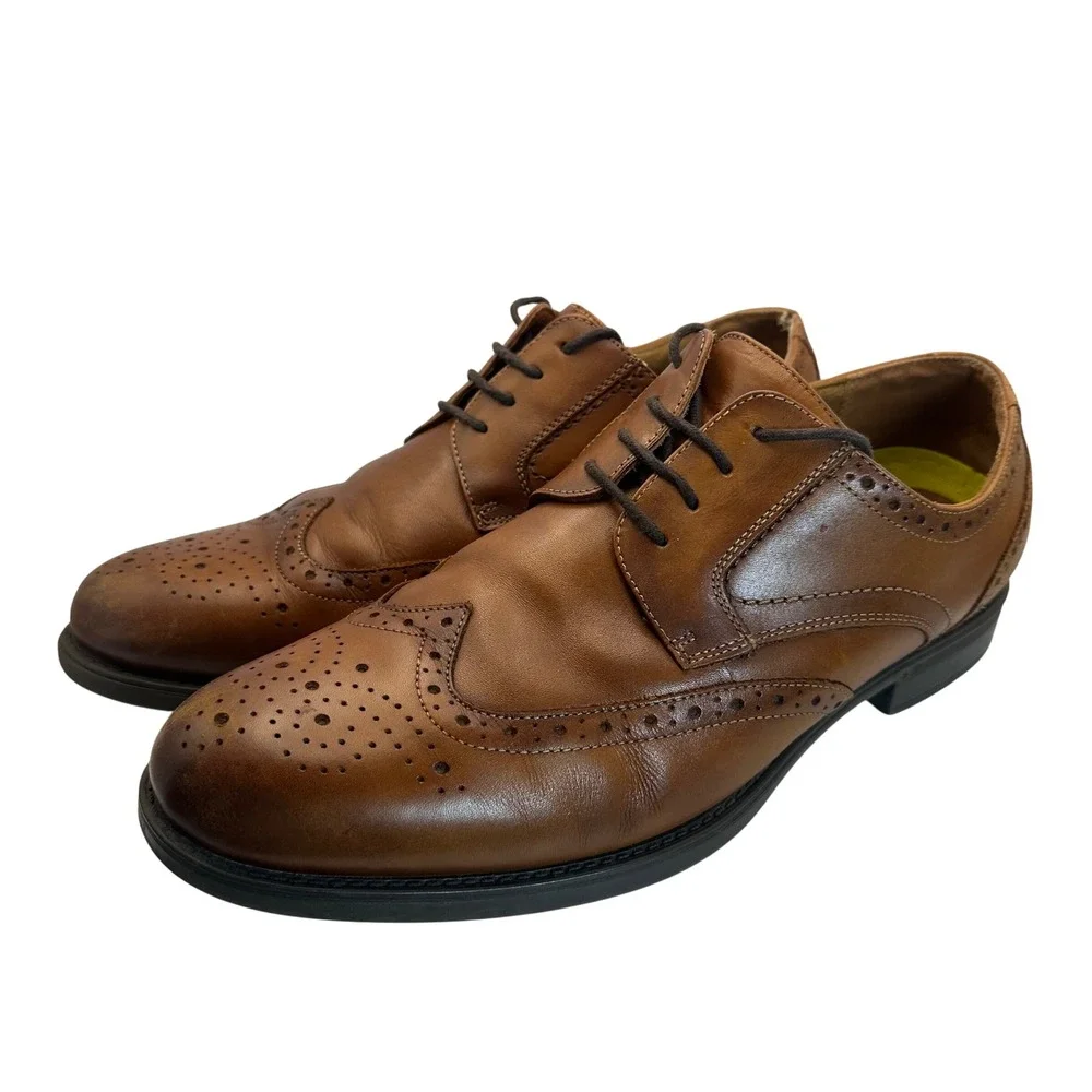 Florsheim‎ Wingtip Oxford Mens 11 Tan Leather Brogue Comfortech Dress Shoes